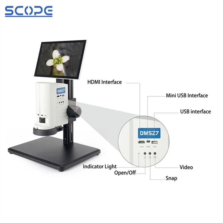 4MP CMOS digitální zoom stereo video mikroskop s obrazovkou